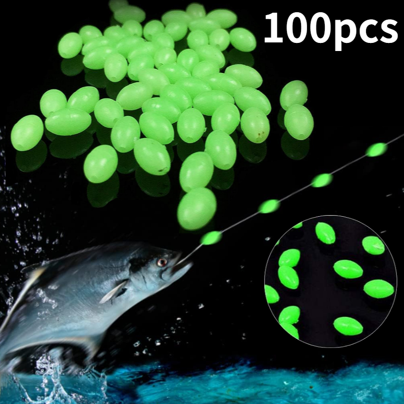 100개/세트 타원형 야광 낚시 구슬 발광 바다 낚시  - Fishing Lure Accessories 리뷰 및 가격