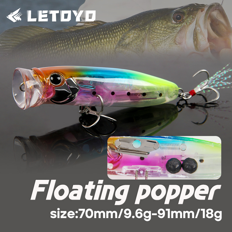 레토요 9.6g/18g 플로팅 포퍼 루어 탑워터 하드  - Fishing Lure Popper 리뷰 및 가격