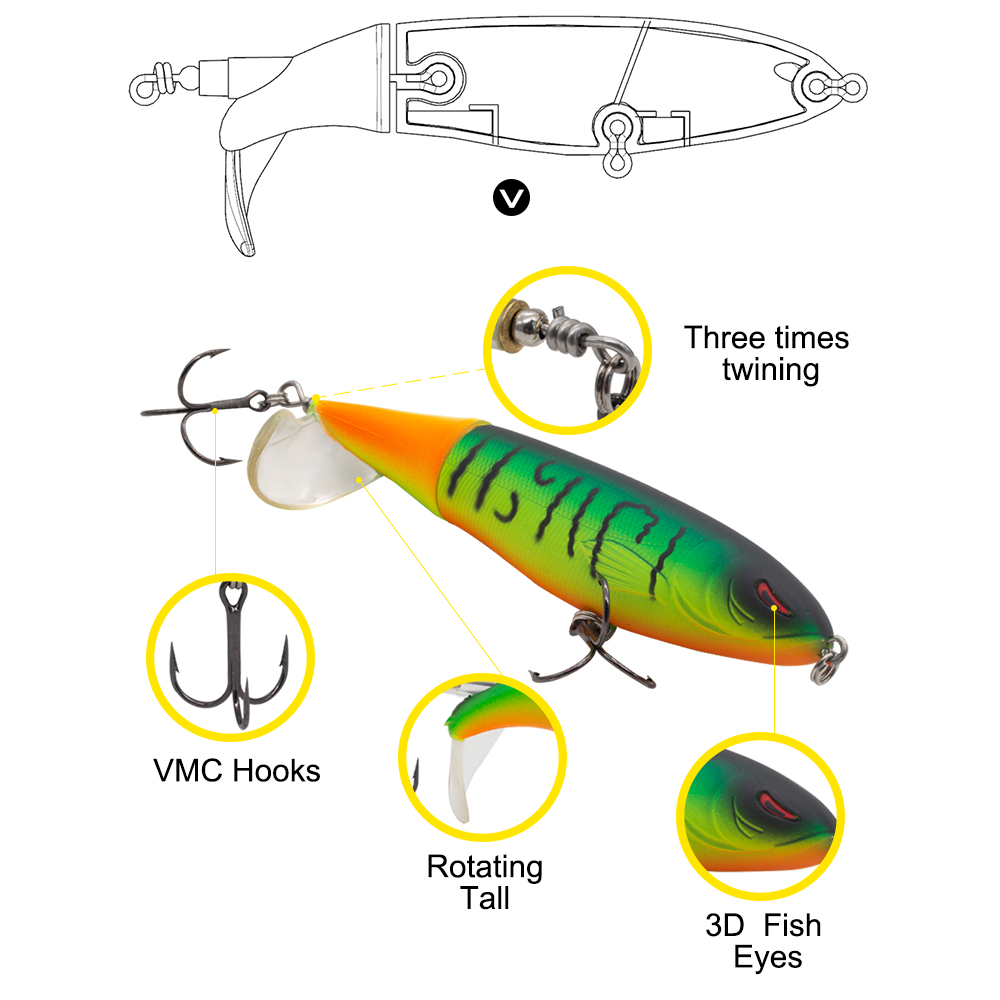 헌트하우스 화퍼 플로퍼 하드 펜슬 낚시 루어 회전 꼬리 - Fishing Lure Popper 리뷰 및 가격